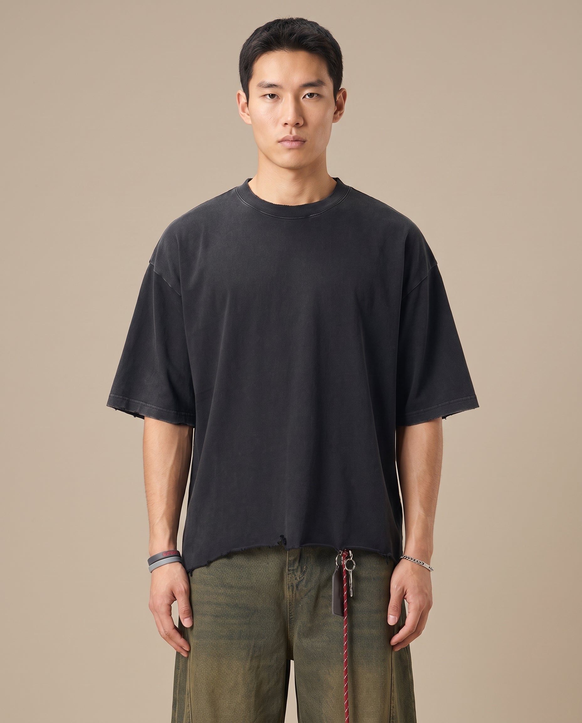 Snow Wash Raw-Hem Boxy T-shirt