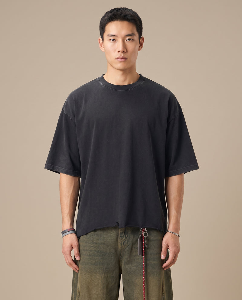 Snow Wash Raw-Hem Boxy T-shirt