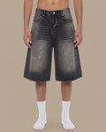 Men’s Vintage Wash Wide Leg Denim Shorts