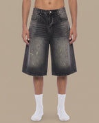 Men’s Vintage Wash Wide Leg Denim Shorts