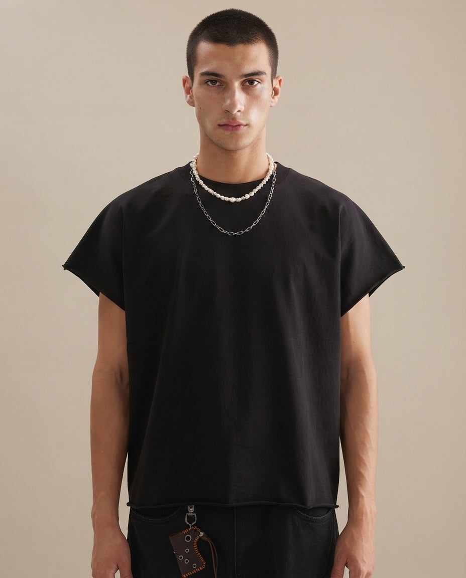 Raw Edge Boxy Non-Shrink T-Shirt