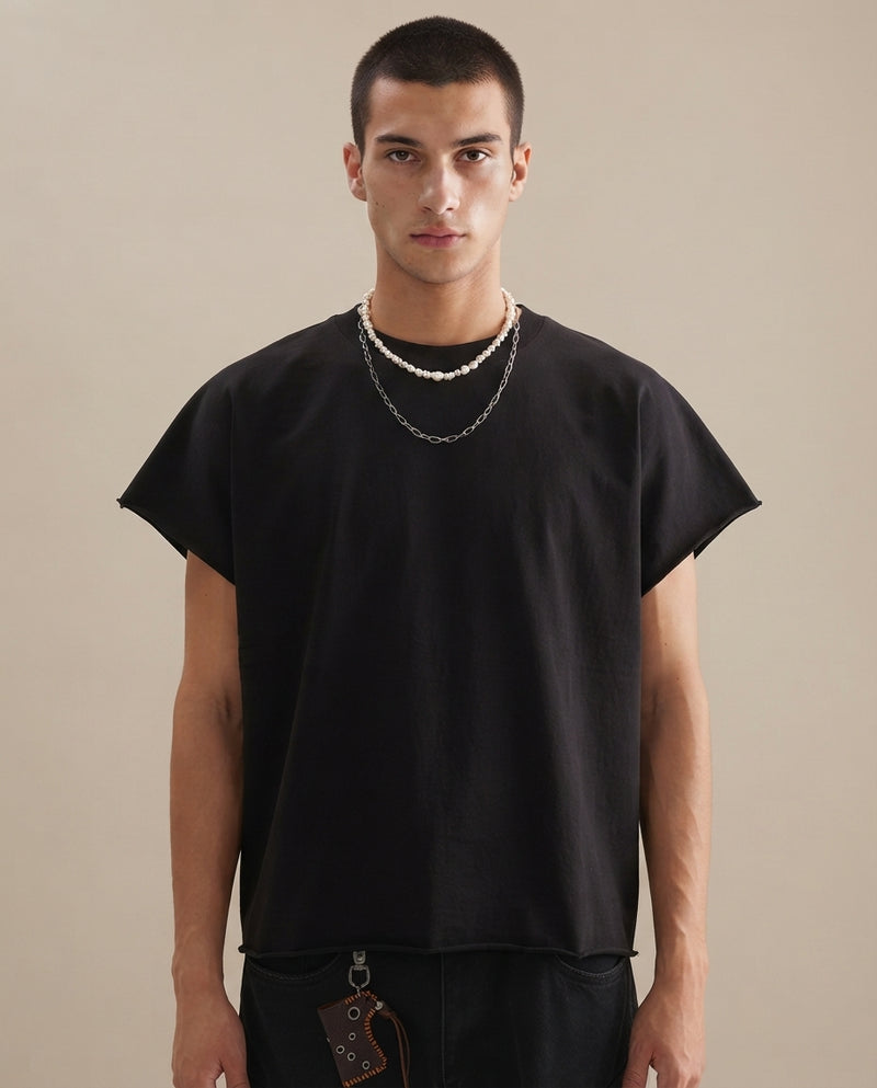 Raw Edge Boxy Non-Shrink T-Shirt