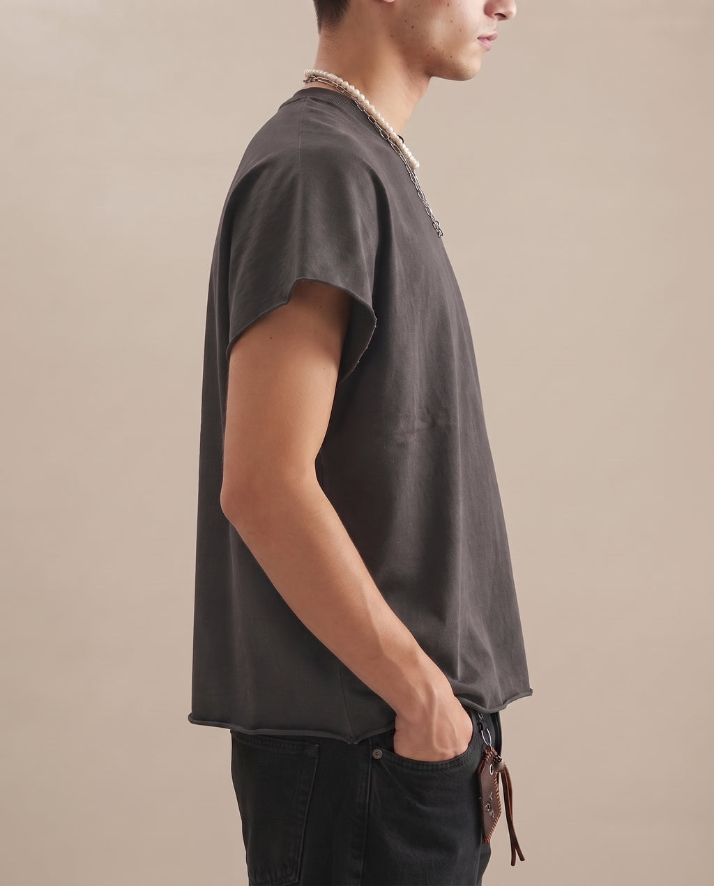 Raw Edge Boxy Non-Shrink T-Shirt