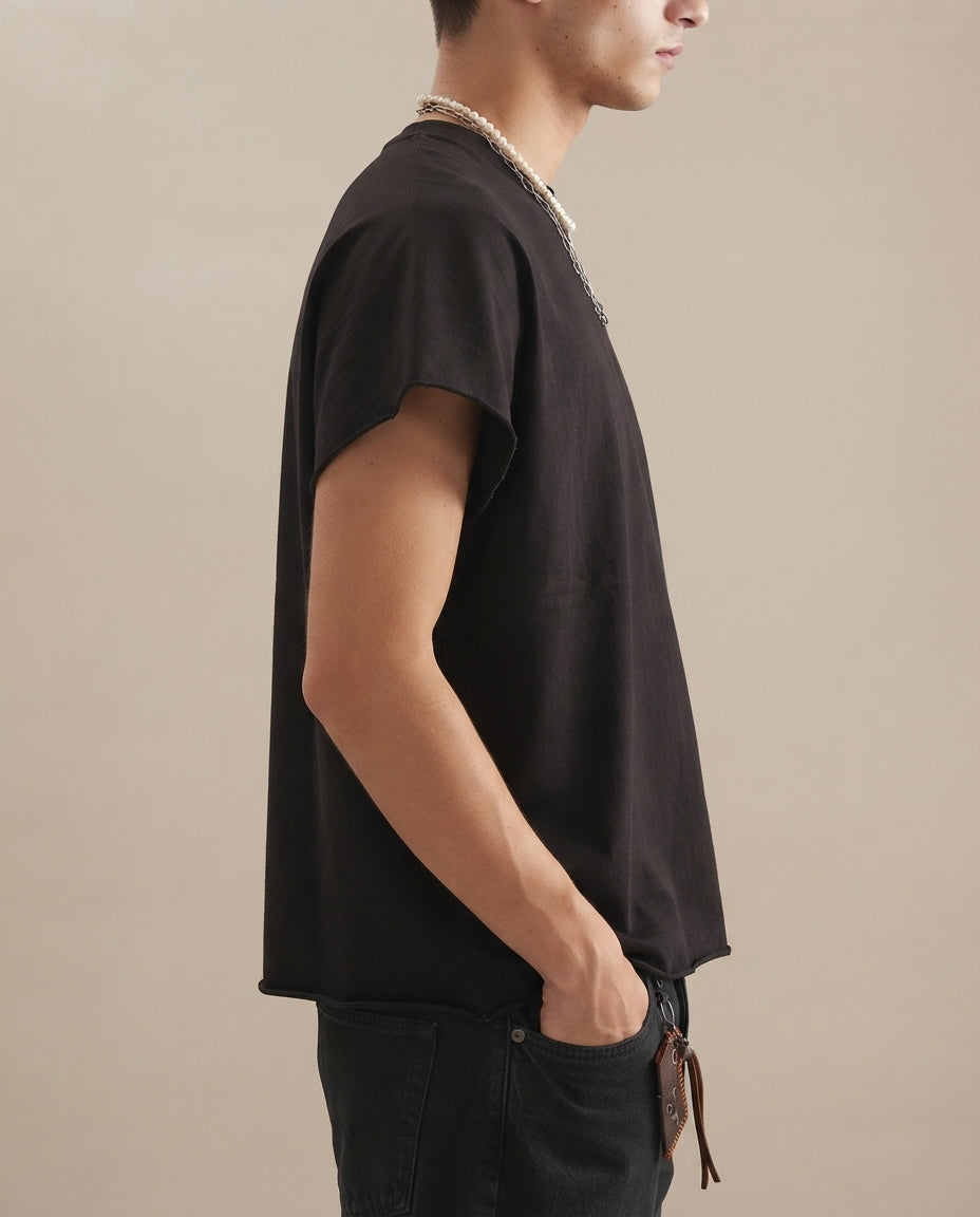 Raw Edge Boxy Non-Shrink T-Shirt