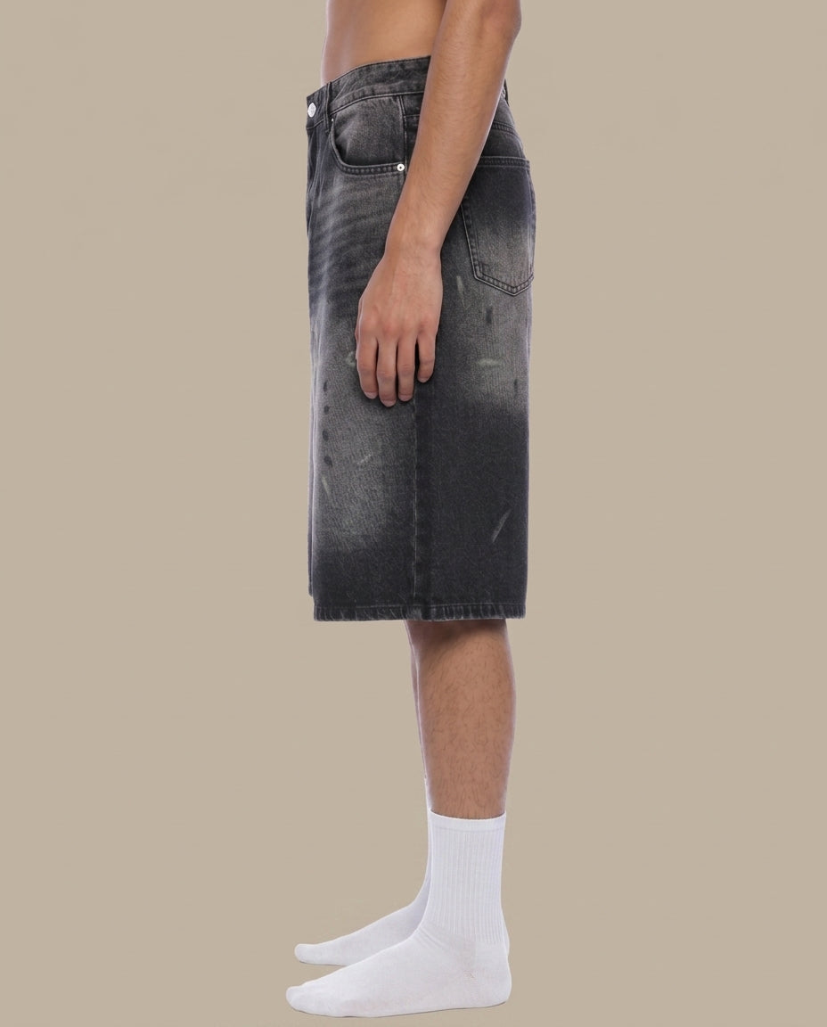 Men’s Vintage Wash Wide Leg Denim Shorts