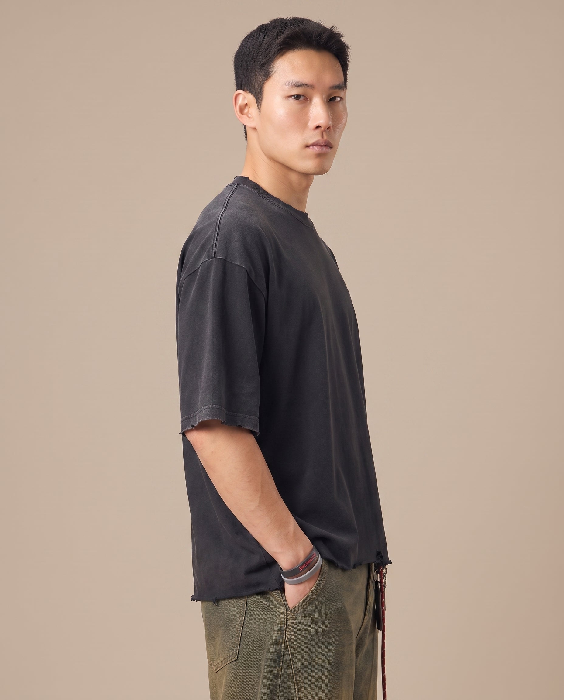 Snow Wash Raw-Hem Boxy T-shirt
