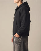 Fleeced Full-Zip Boxy Hoodie