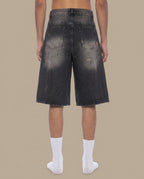 Men’s Vintage Wash Wide Leg Denim Shorts
