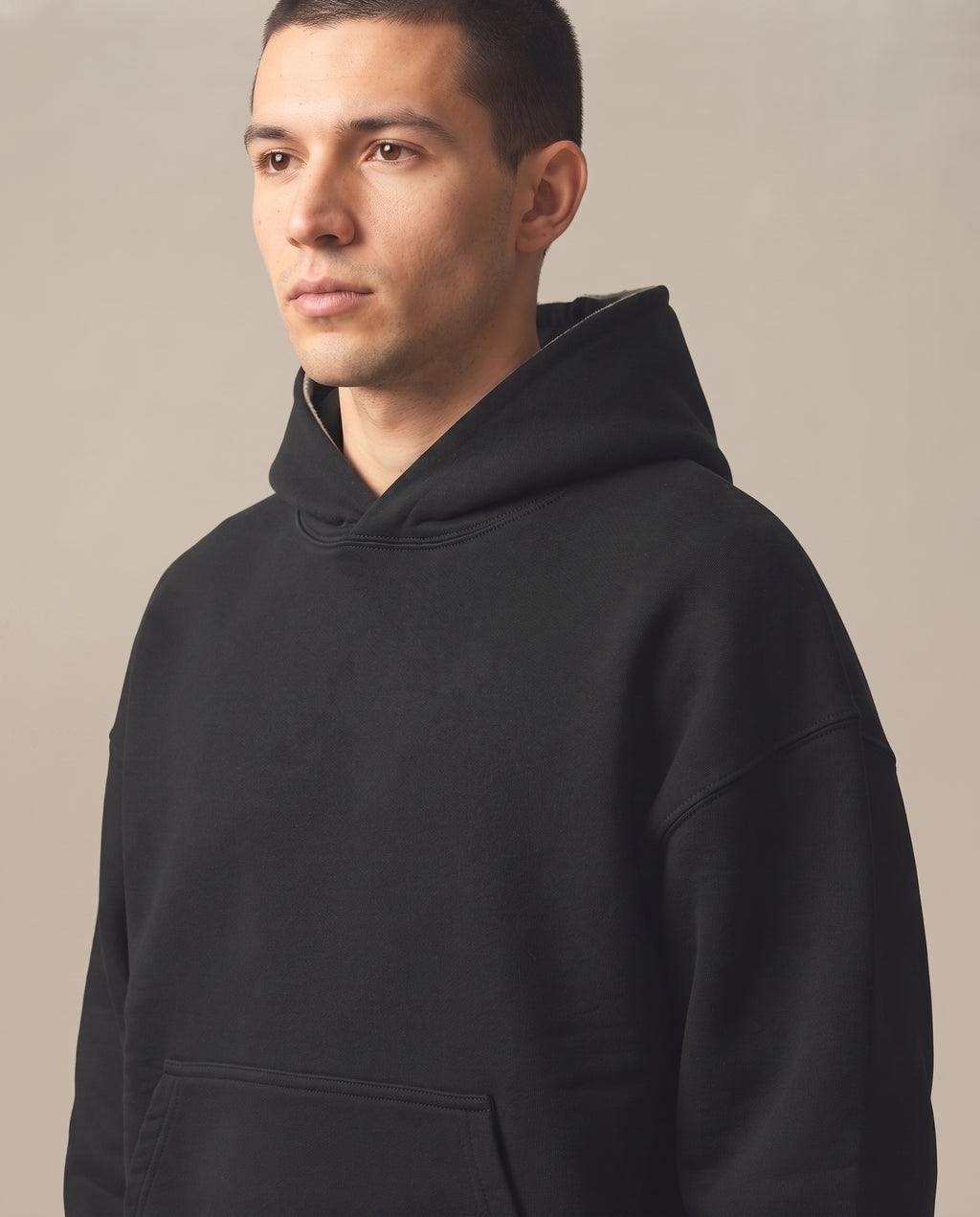 Fleeced Full-Zip Boxy Hoodie