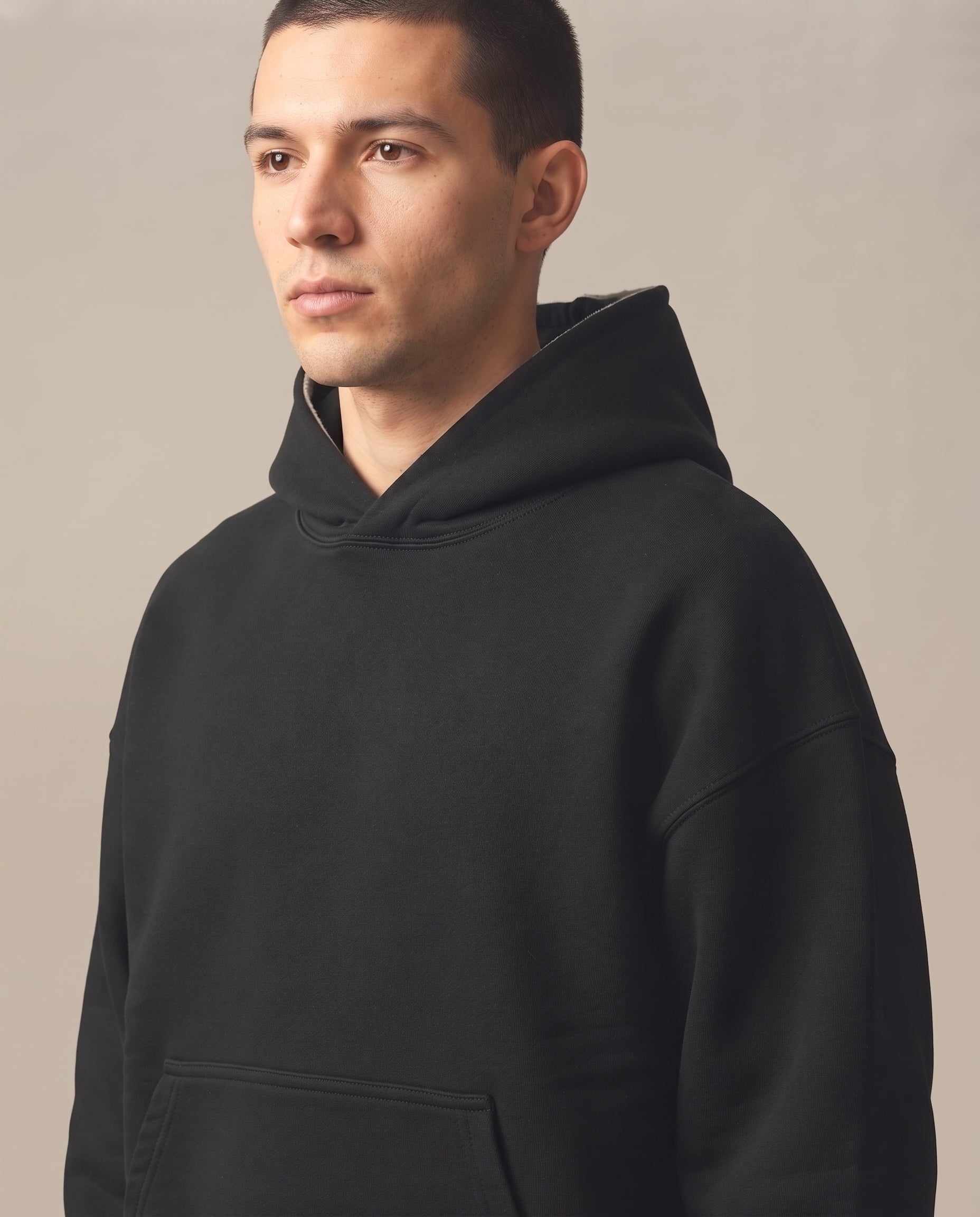 Fleeced Full-Zip Boxy Hoodie